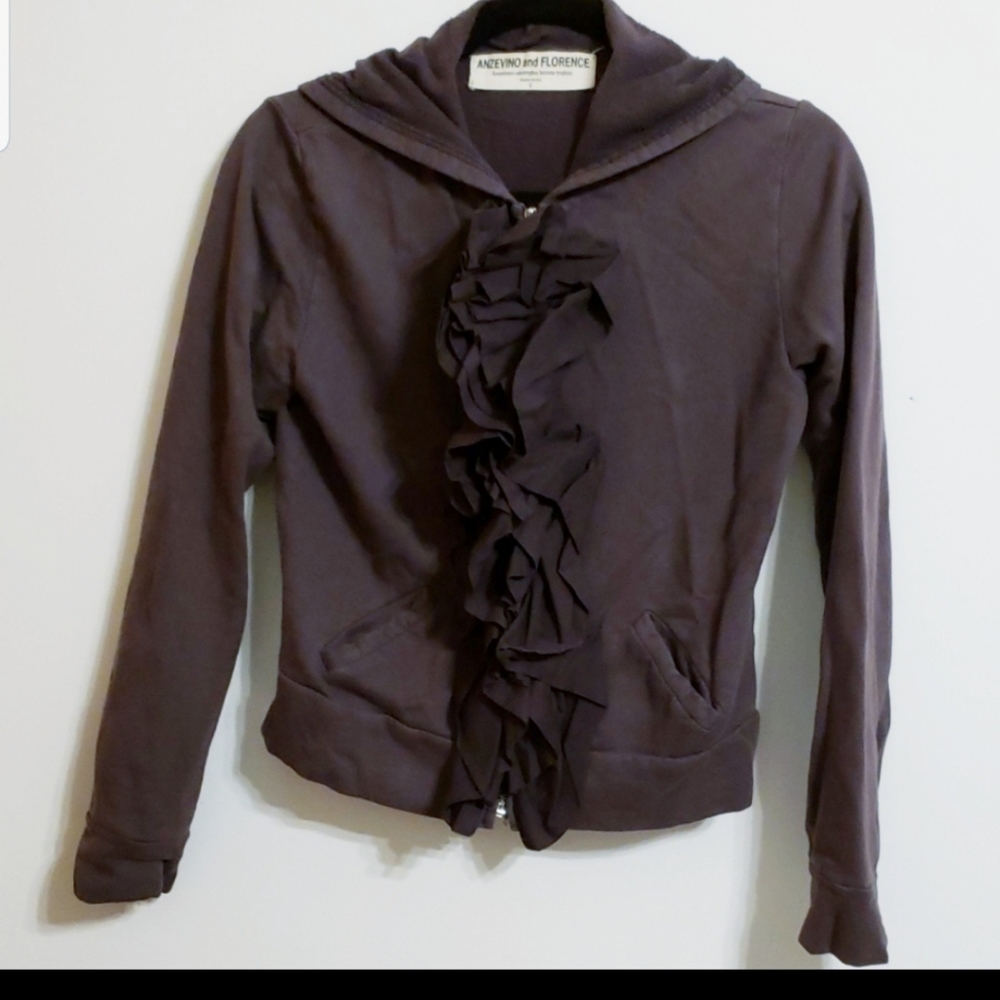 Anzevino & Florence Ruffled Zipped Hoodie...S